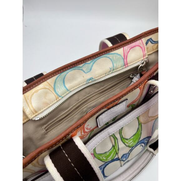 Coach 10674 Authenticated Hampton Multicolor Crayon Scribble Nylon Handbag Tote - Picture 10 of 11